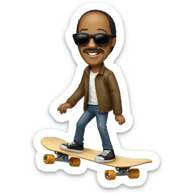 Stevie wonder on a skateboard sticker