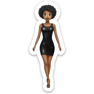 sparkly short black bodycon dress floating in the air sticker