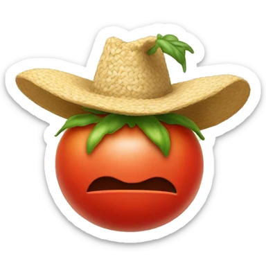 tomato with strow-hat sticker