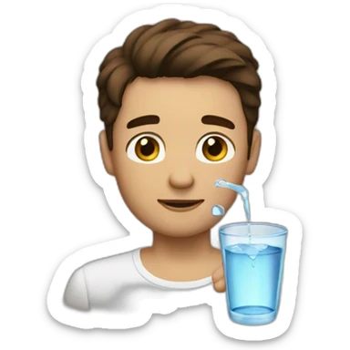 Brown haired with brown eyes guy drinking a glass of water sticker