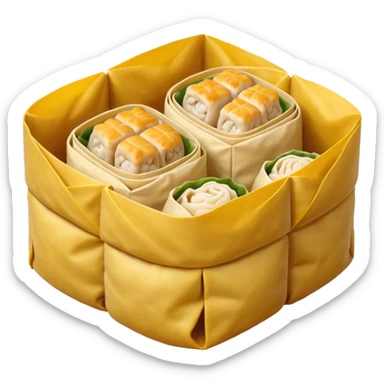 siu mai (a type of dim sum, just 1 cube of white color fish patty wrapped by yellow dough, leaving only the top part unwrapped, shape looks like short cylinder shape) sticker