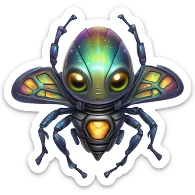 Alien bug exiting a spaceship  sticker