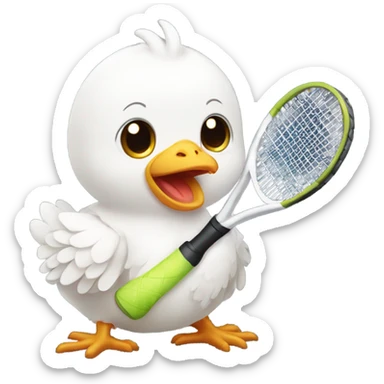 Baby girl chicken holding tennis racquet  sticker