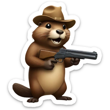 Beaver with a gun sticker