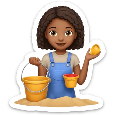 black kid girl with toy sand bucket sticker
