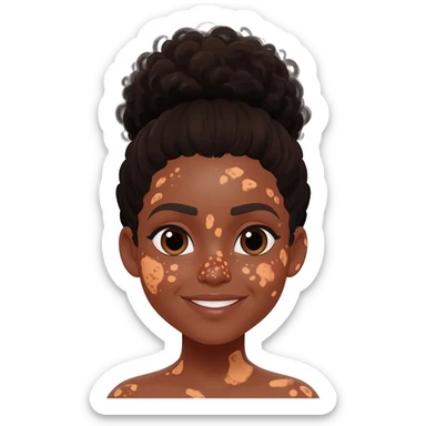 normal Black girl with afro bun and vitiligo skin sticker
