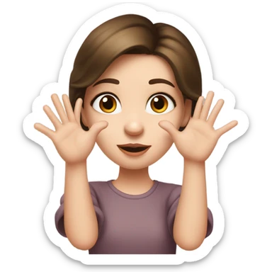 white skinned brunette girl with hazel eyes throwing a kiss with heart  sticker