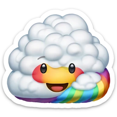 big rainbow poop emoji cloud sticker