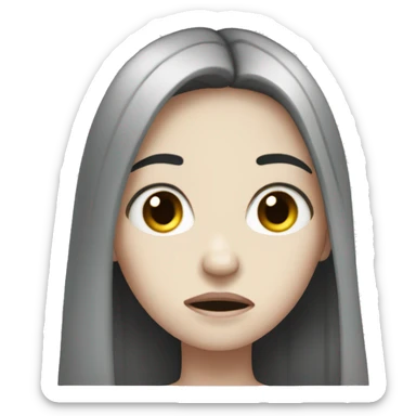 Pale girl with long black hair crying  sticker