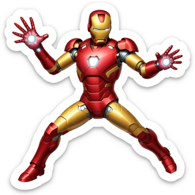 Iron Man flying with repulsor beams sticker