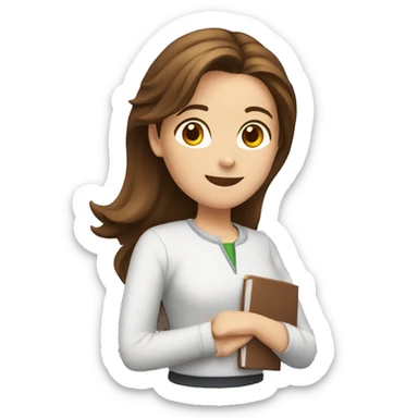 female Tutor with brown hair helping middle school student (round) sticker