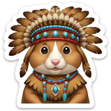 hamster in a Native American costume sticker
