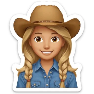 girl cowboy with no hat sticker