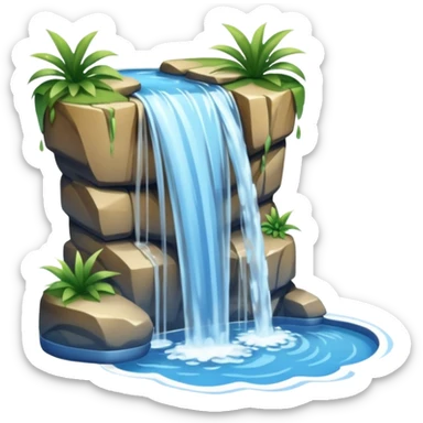 Tall stream of water cascading into a pool. sticker