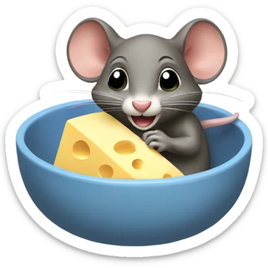 Ratón eating cheese sticker