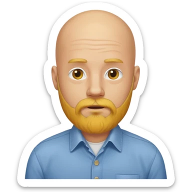 bald man with long yellow beard and shirts sticker