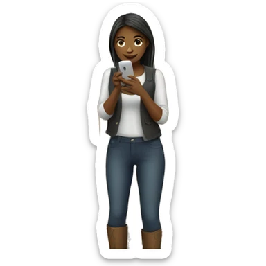girl on the farm standing with phone sticker