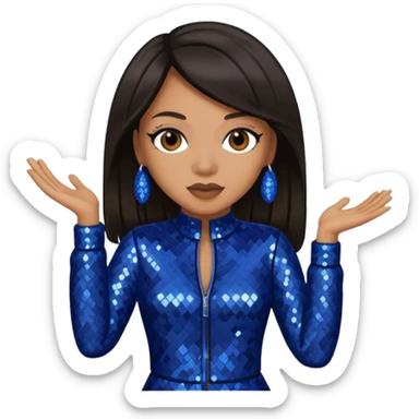 Monica, R&B Singer with dark brown hair, dark blue sequin outfit sticker