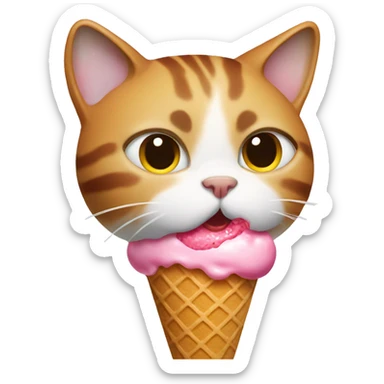 Cat eating ice cream sticker
