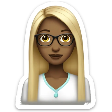Long straight hair girl with glasses with lashes sticker