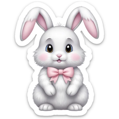 White easter bunny with light pink bow  sticker