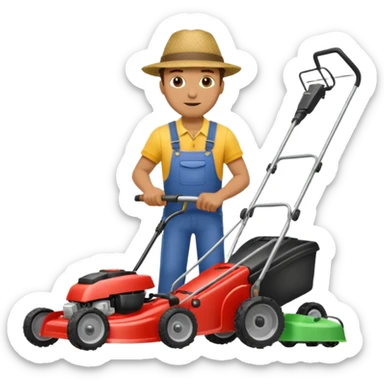 man mowing lawn sticker