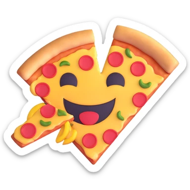 a whole pizza with a big smiley face, playful and cute sticker