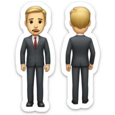 HOMBRE DE TRAJE CON LAS MANOS MOSTRANDO BOLSILLOS VACIOS Y CON CARA TRISTE sticker