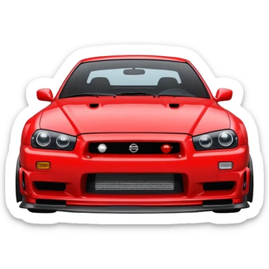 Nissan Skyline GTR R34, front view, expressive, emoji style, Discord icon sticker
