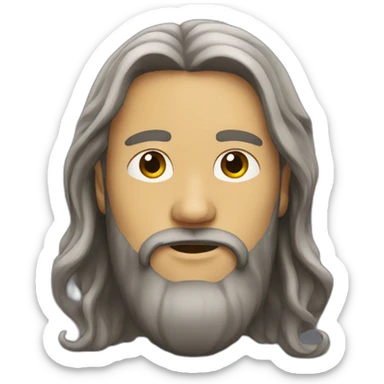 guy with beard long hair attached above his head sticker