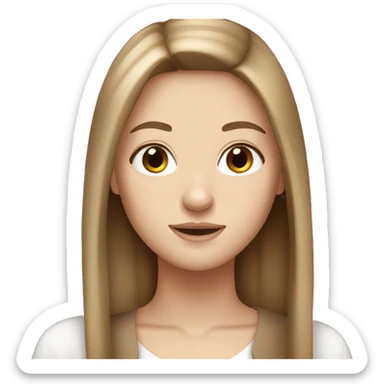 Pretty white girl with long straight brown hair  sticker