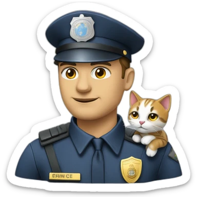 Un policier futuriste avec un chat sur la tête sticker