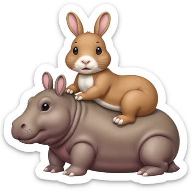 rabbit on hippo sticker