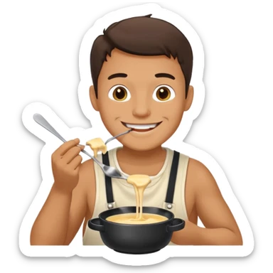 man eating fondue sticker