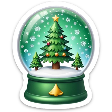 Christmas tree snow globe sticker
