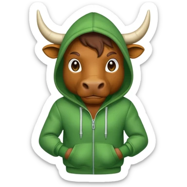 Green bull with hoodie sticker