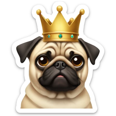 Pug dog with crown sticker