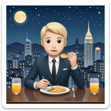 someone who eats in restaurants high above the city with the city on the background
 sticker