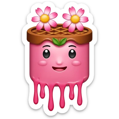 melted pink dripping sauce SPAM MEAT flowers sticker