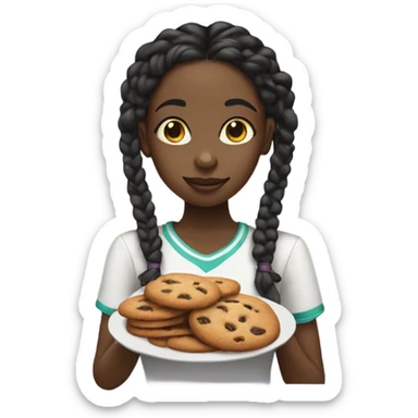 Black girl with braids eating cookies sticker