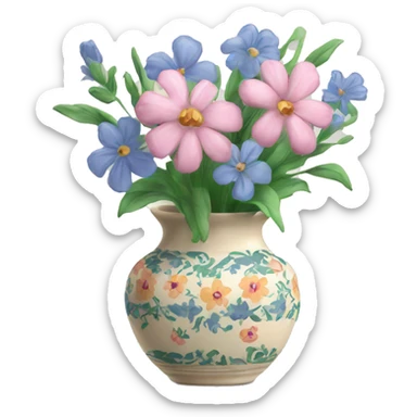 Pretty vase with floral pattern sticker