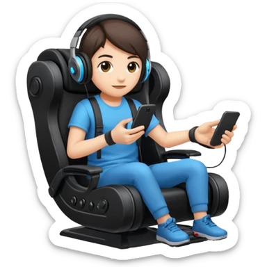 Persona con una silla Gamer auricular Gamer y control de videojuegos sticker