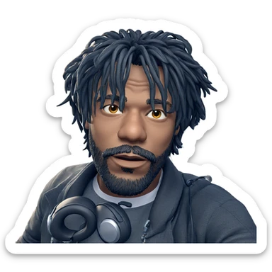 cool guy with headphones sticker