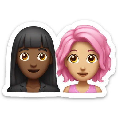 Black man with black hair and asian woman with pink hair couple sticker