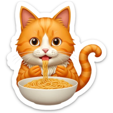 Cat eating noodles  sticker