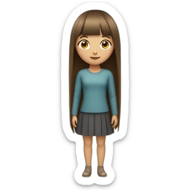 girl with brown straight long hair and bangs sticker