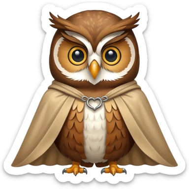 owl in beige cloak sticker