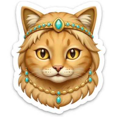 ancient cat with gold jewerly on head sticker