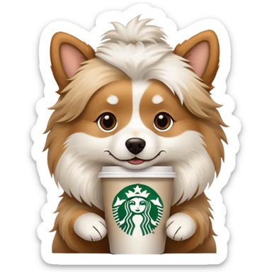 Dog with Starbucks  sticker