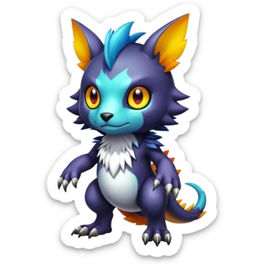 Cute cool colorful dark fantasy-Digimon-animal-hybrid full body sticker